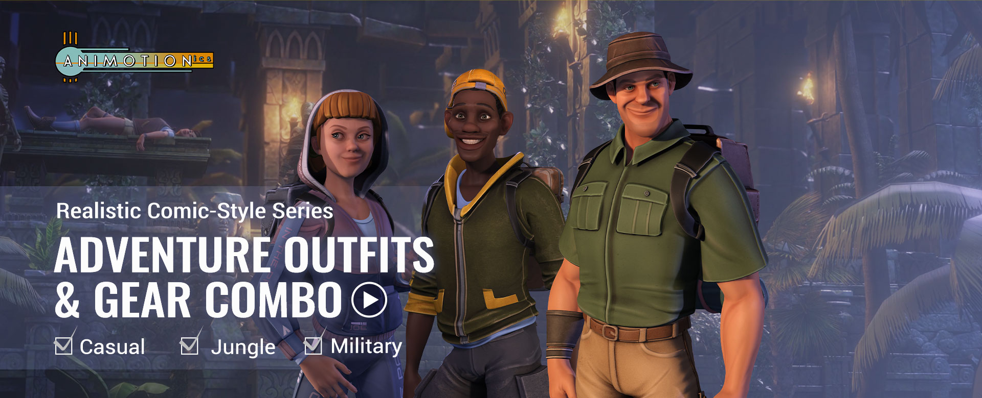 Adventure Outfits and Gears Combo-3d Outfits and Props